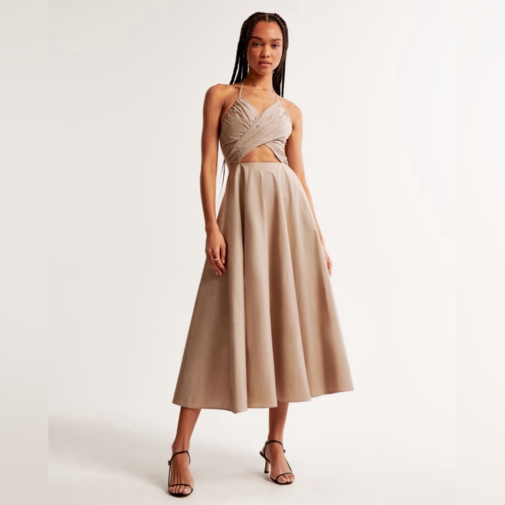 Abercrombie & Fitch Tan Halter Midi Sundress